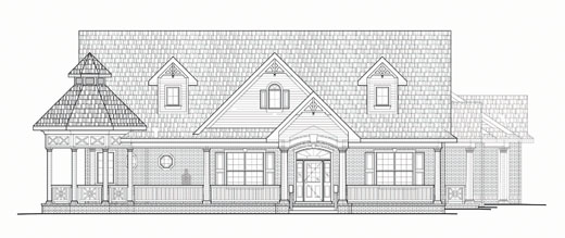 Drafting elevation plan country style house